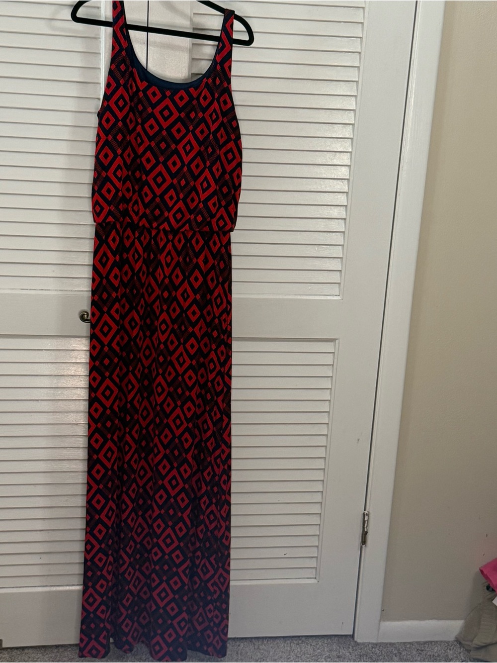 Market & Spruce Red and Black Geometric Maxi Skirt